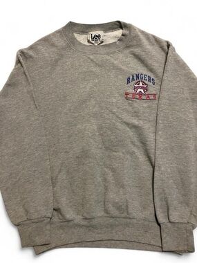 Vintage Lee Sport Texas Rangers Grey Crewneck Sweatshirt Size Medium Made in USA